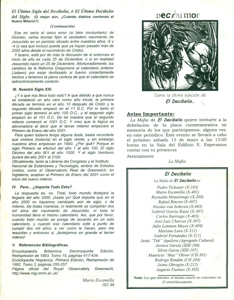 "El Decibelio Edición Especial", mayo 10, 1999, página 8