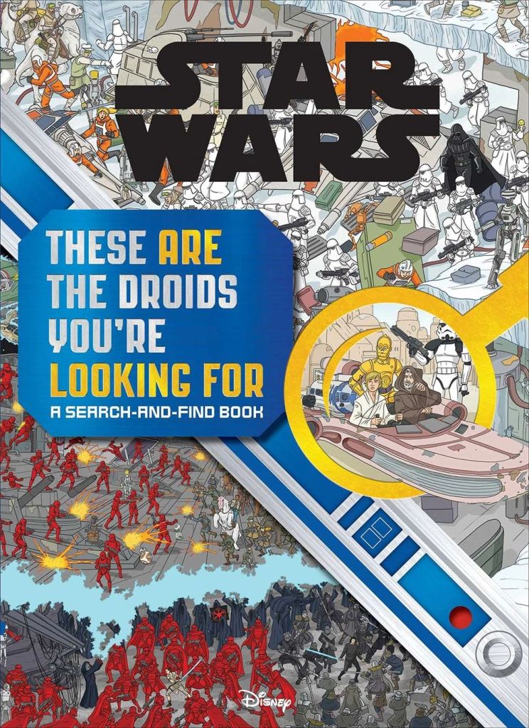 Portada del libro "These are the droids you're looking for" con dibujos con múltiples personajes para intentar encontrar personajes al estilo de Dónde Está Wally.