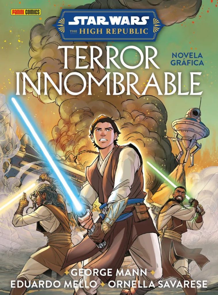 Portada de "Terror Innombrable" mostrando a tres Jedi con sus sables de luz.